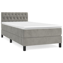 Boxspring Met Matras Fluweel Lichtgrijs 90 x 190 cm Getuft ontwerp