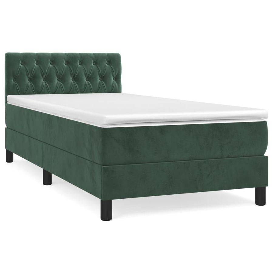 Boxspring Met Matras Fluweel Donkergroen 90 x 190 cm Getuft ontwerp