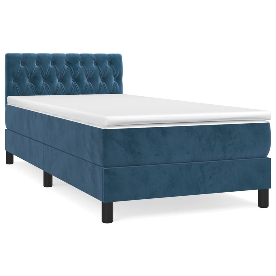 Boxspring Met Matras Fluweel Donkerblauw 90 x 190 cm Getuft ontwerp