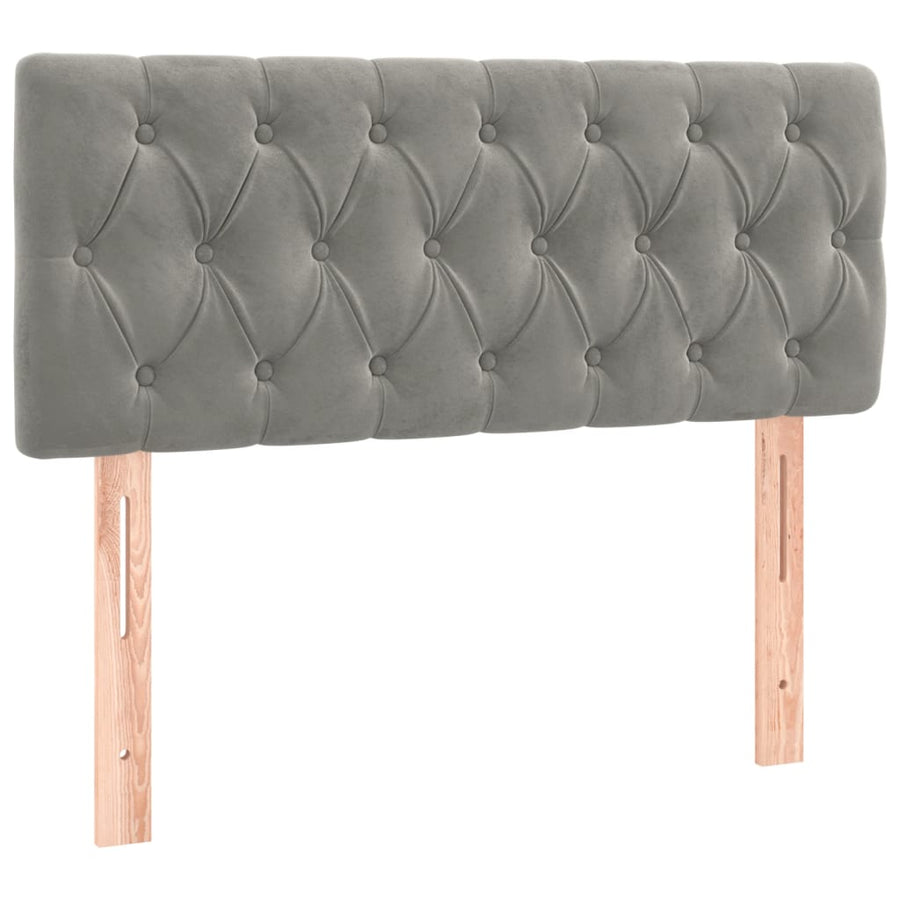 Boxspring Met Matras Fluweel Lichtgrijs 90 x 200 cm Getuft ontwerp