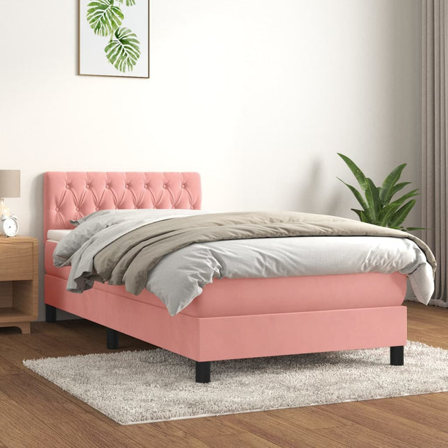 Boxspring Met Matras Fluweel Roze 90 x 200 cm Getuft ontwerp