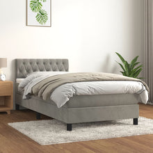 Boxspring Met Matras Fluweel Lichtgrijs 100 x 200 cm Getuft ontwerp