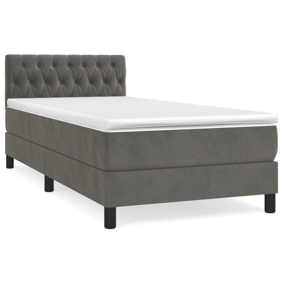 Boxspring met matras fluweel donkergrijs 100x200 cm 100 x 200 cm Getuft ontwerp