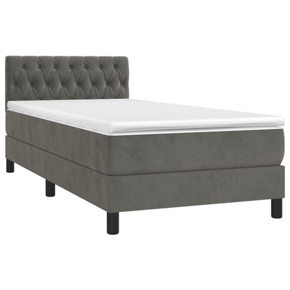 Boxspring met matras fluweel donkergrijs 100x200 cm 100 x 200 cm Getuft ontwerp