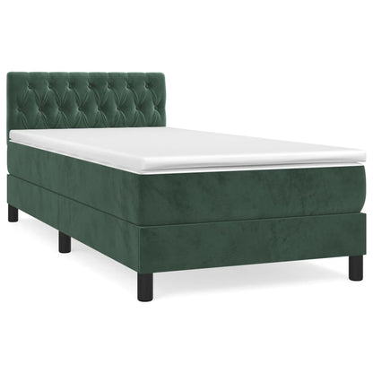 Boxspring met matras fluweel donkergroen 100x200 cm 100 x 200 cm Donkergroen