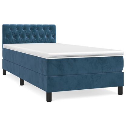 Boxspring met matras fluweel donkerblauw 100x200 cm 100 x 200 cm Donkerblauw