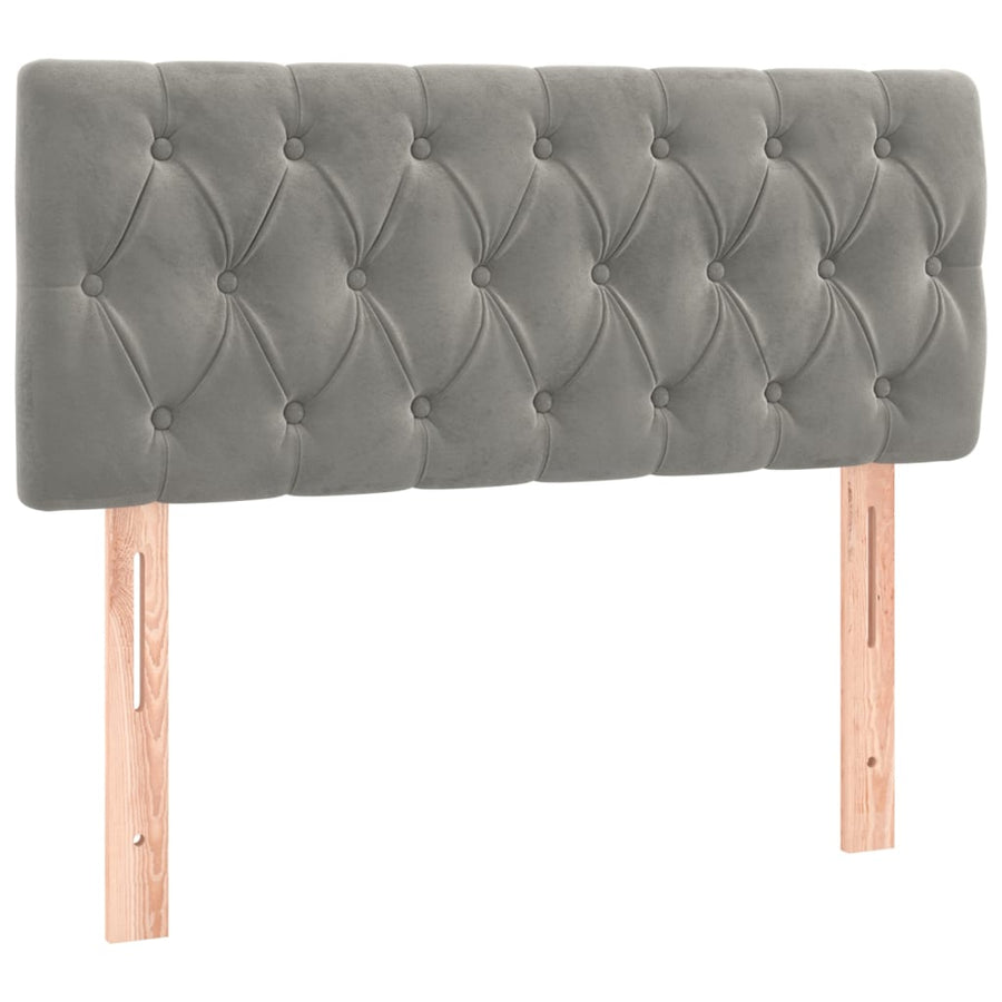 Boxspring Met Matras Fluweel Lichtgrijs 120 x 200 cm Getuft ontwerp