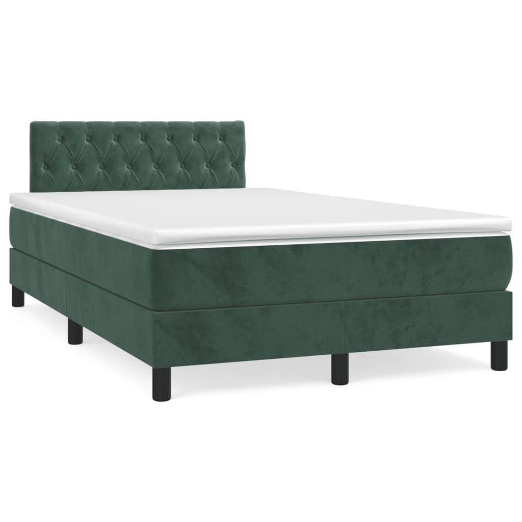 Boxspring met matras fluweel donkergroen 120x200 cm 120 x 200 cm Getuft ontwerp