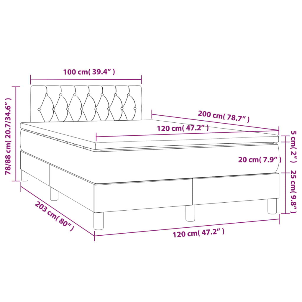 Boxspring met matras fluweel donkerblauw 120x200 cm 120 x 200 cm Getuft ontwerp