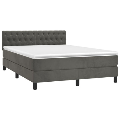 Boxspring Met Matras Fluweel Donkergrijs 140 x 190 cm Getuft ontwerp