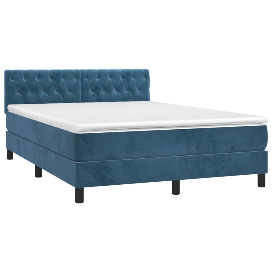 Boxspring met matras fluweel donkerblauw 140x190 cm 140 x 190 cm Getuft ontwerp
