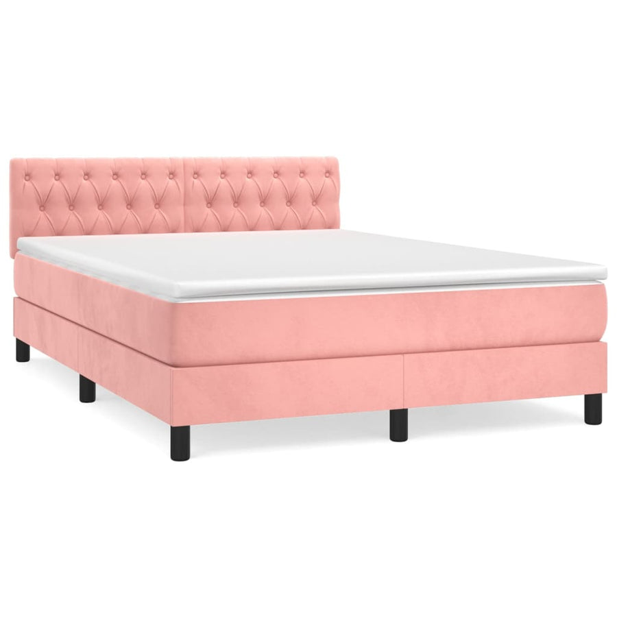 Boxspring Met Matras Fluweel Roze 140 x 190 cm Getuft ontwerp