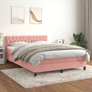 Boxspring met matras 140x190 cm roze fluweel