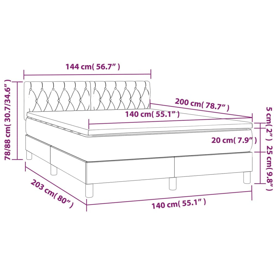 Boxspring Met Matras Fluweel Zwart 140 x 200 cm Getuft ontwerp