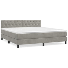 Boxspring Met Matras Fluweel Lichtgrijs 160 x 200 cm Getuft ontwerp