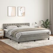 Boxspring 160x200 cm fluweel lichtgrijs