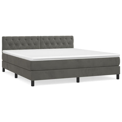 Boxspring Met Matras Fluweel Donkergrijs 160 x 200 cm Getuft ontwerp