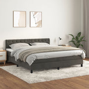 Boxspring 160x200 cm fluweel donkergrijs met matras