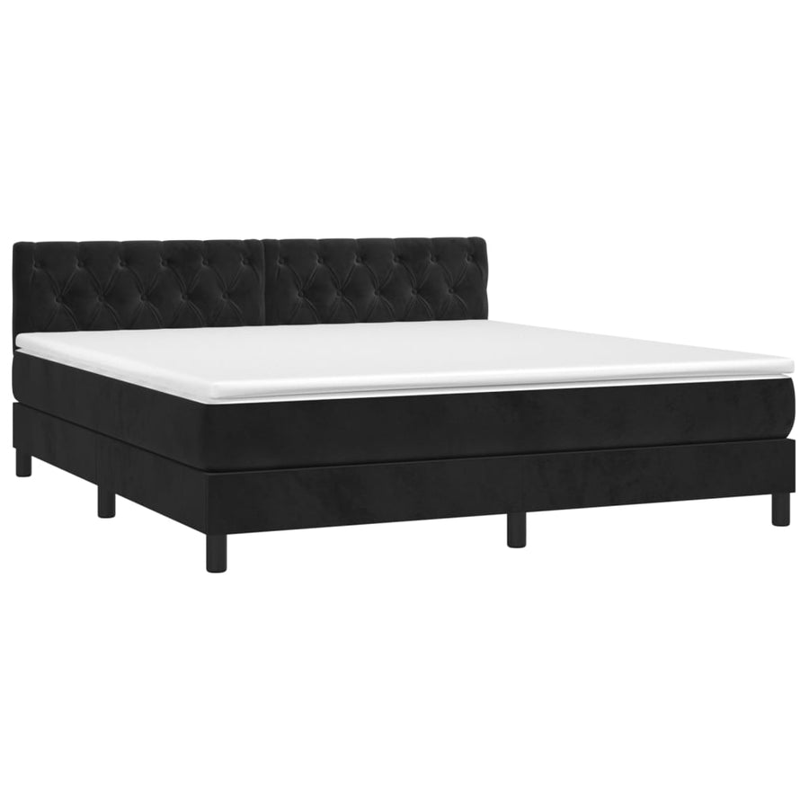 Boxspring met matras fluweel zwart 160x200 cm 160 x 200 cm Zwart