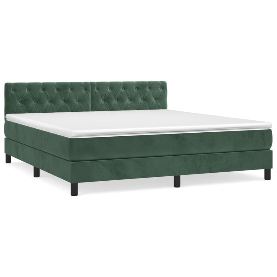 Boxspring Met Matras Fluweel Donkergroen 160 x 200 cm Getuft ontwerp