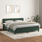 Boxspring Met Matras Fluweel Donkergroen 160 x 200 cm Getuft ontwerp