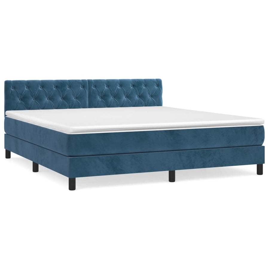 Boxspring Met Matras Fluweel Donkerblauw 160 x 200 cm Getuft ontwerp