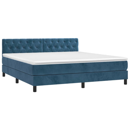 Boxspring Met Matras Fluweel Donkerblauw 160 x 200 cm Getuft ontwerp