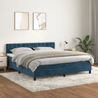 Boxspring Met Matras Fluweel Donkerblauw 160 x 200 cm Getuft ontwerp