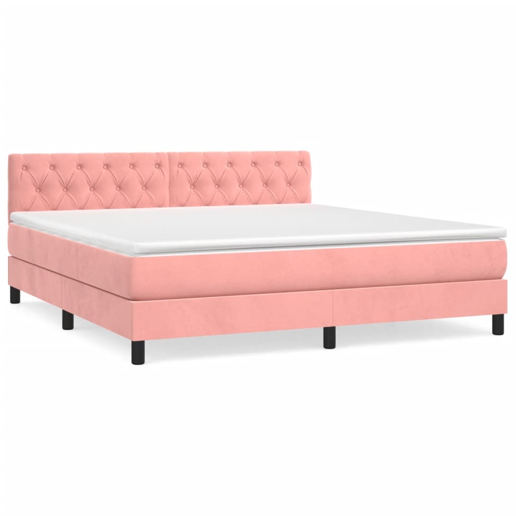 Boxspring Met Matras Fluweel Roze 160 x 200 cm Getuft ontwerp