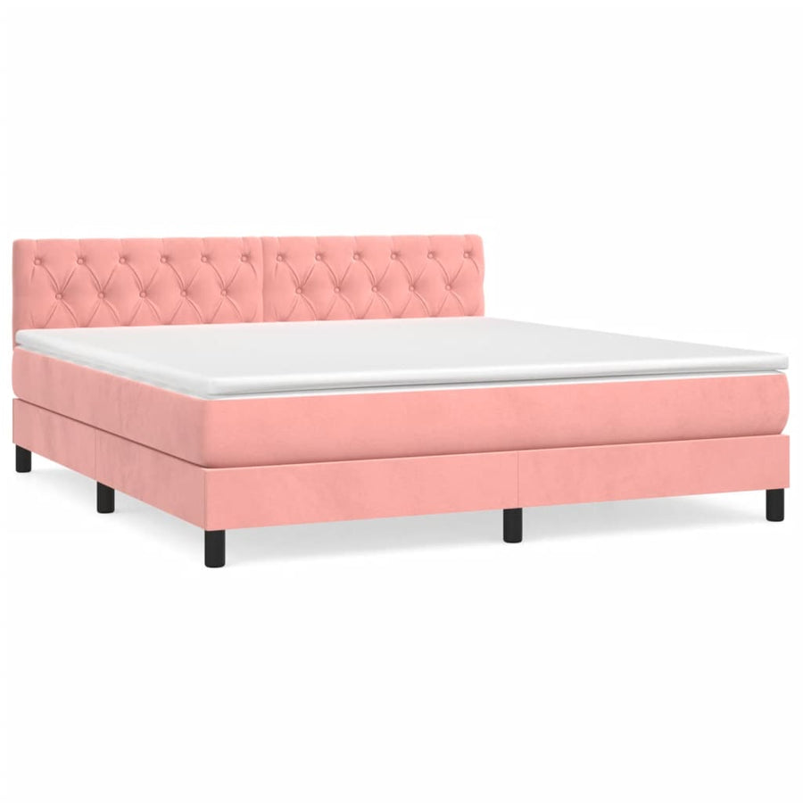 Boxspring Met Matras Fluweel Roze 160 x 200 cm Getuft ontwerp