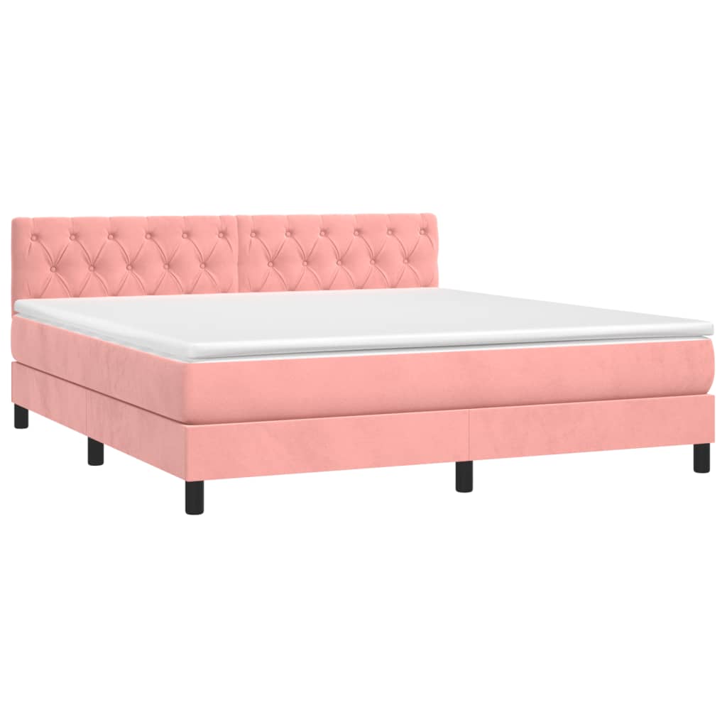 Boxspring Met Matras Fluweel Roze 160 x 200 cm Getuft ontwerp
