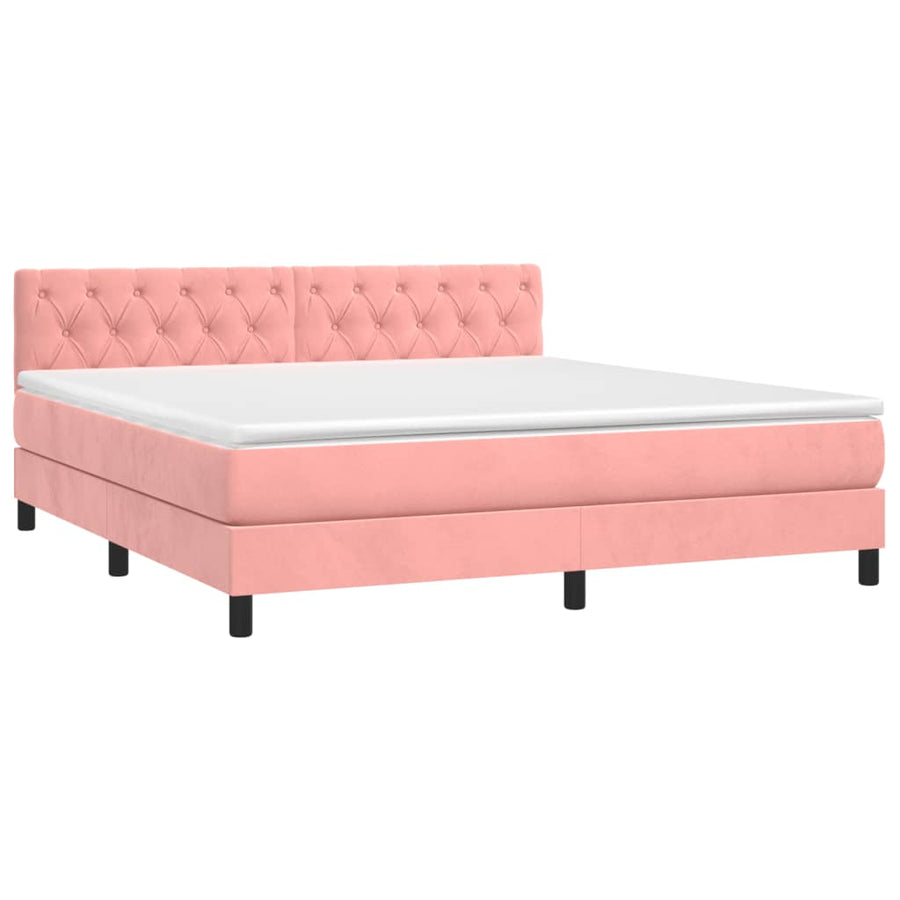 Boxspring Met Matras Fluweel Roze 160 x 200 cm Getuft ontwerp
