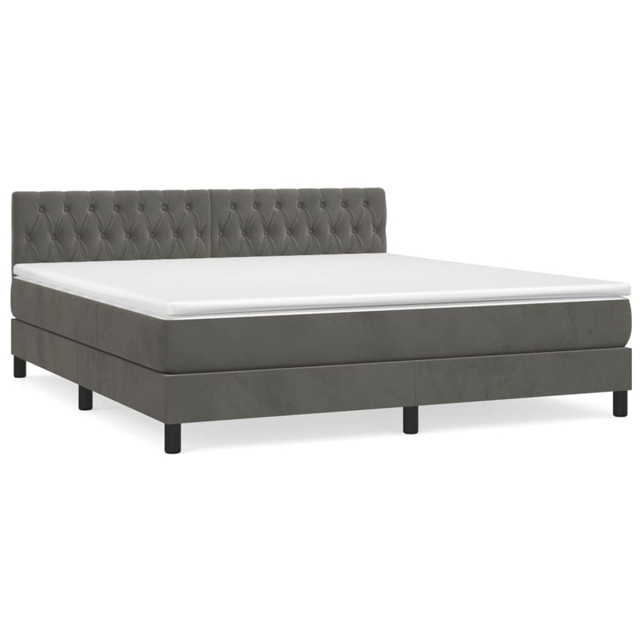 Boxspring Met Matras Fluweel Donkergrijs 180 x 200 cm Getuft ontwerp