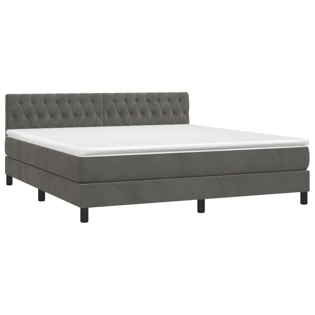 Boxspring Met Matras Fluweel Donkergrijs 180 x 200 cm Getuft ontwerp