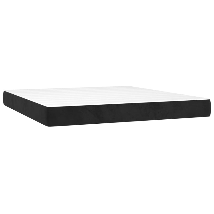 Boxspring Met Matras Fluweel Zwart 180X200 Cm Zwart 180 x 200 cm Getuft ontwerp