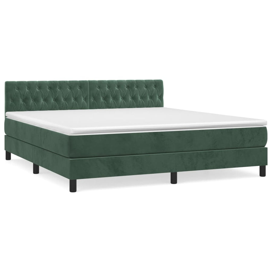 Boxspring Met Matras Fluweel Donkergroen 180 x 200 cm Getuft ontwerp
