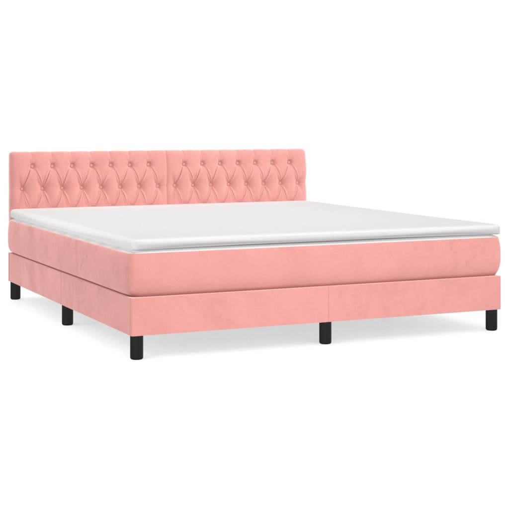 Boxspring Met Matras Fluweel Roze 180X200 Cm Roze 180 x 200 cm Getuft ontwerp