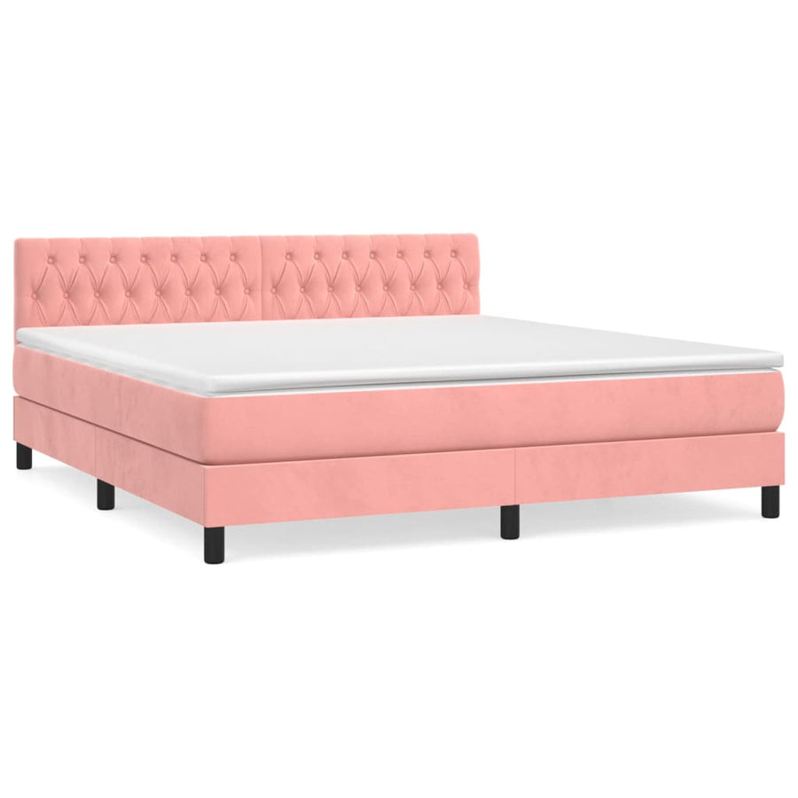Boxspring Met Matras Fluweel Roze 180X200 Cm Roze 180 x 200 cm Getuft ontwerp