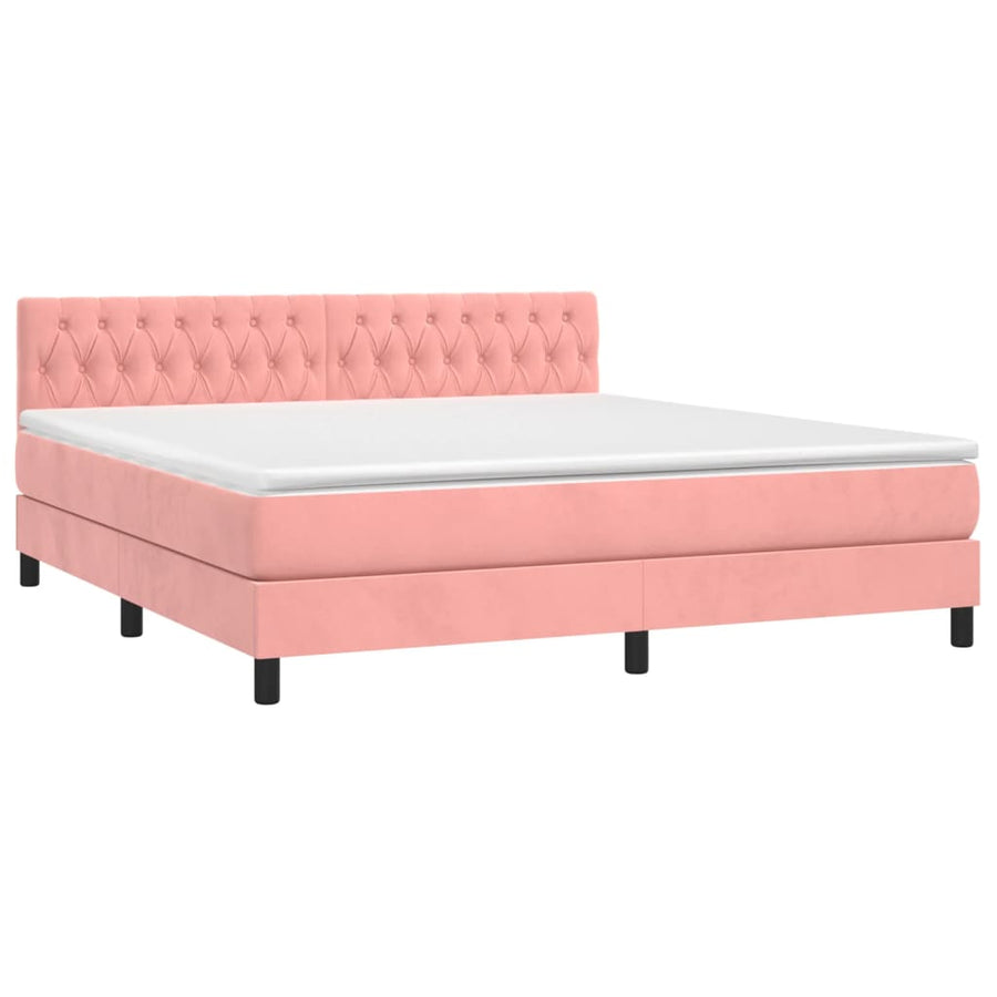 Boxspring Met Matras Fluweel Roze 180X200 Cm Roze 180 x 200 cm Getuft ontwerp