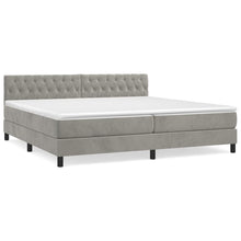 Boxspring Met Matras Fluweel Lichtgrijs 200 x 200 cm Getuft ontwerp