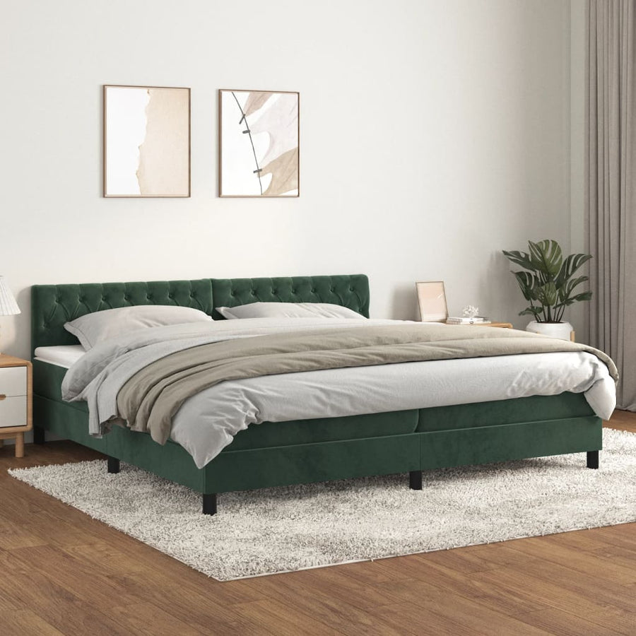 Boxspring met matras fluweel donkergroen 200x200 cm 200 x 200 cm Getuft ontwerp