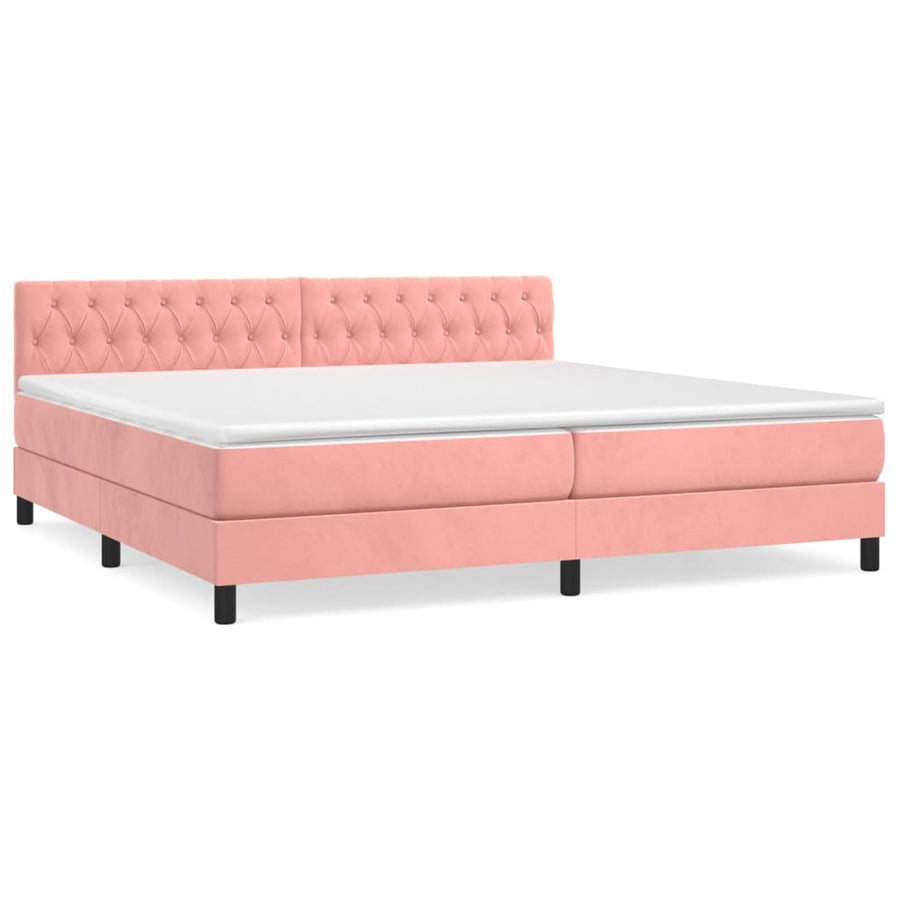 Boxspring met matras fluweel roze 200x200 cm 200 x 200 cm Roze