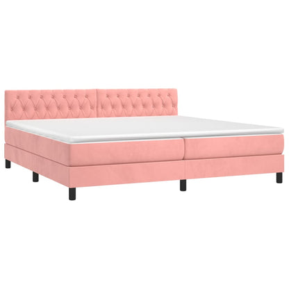Boxspring met matras fluweel roze 200x200 cm 200 x 200 cm Roze