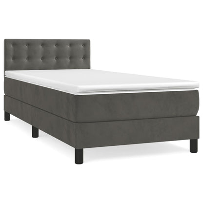Boxspring Met Matras Fluweel Donkergrijs 80 x 200 cm Knopen
