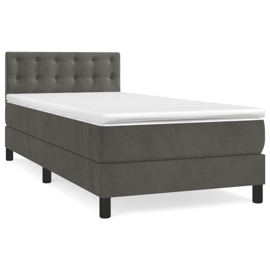 Boxspring Met Matras Fluweel Donkergrijs 80 x 200 cm Knopen