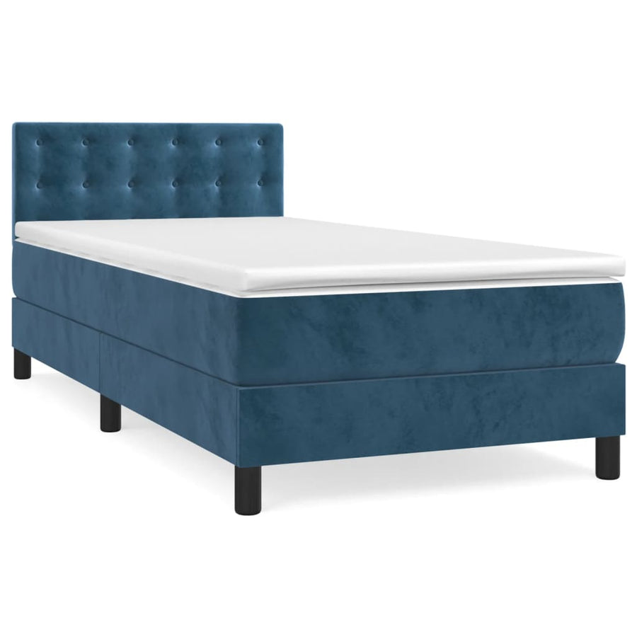 Boxspring met matras fluweel donkerblauw 80x200 cm 80 x 200 cm Knopen