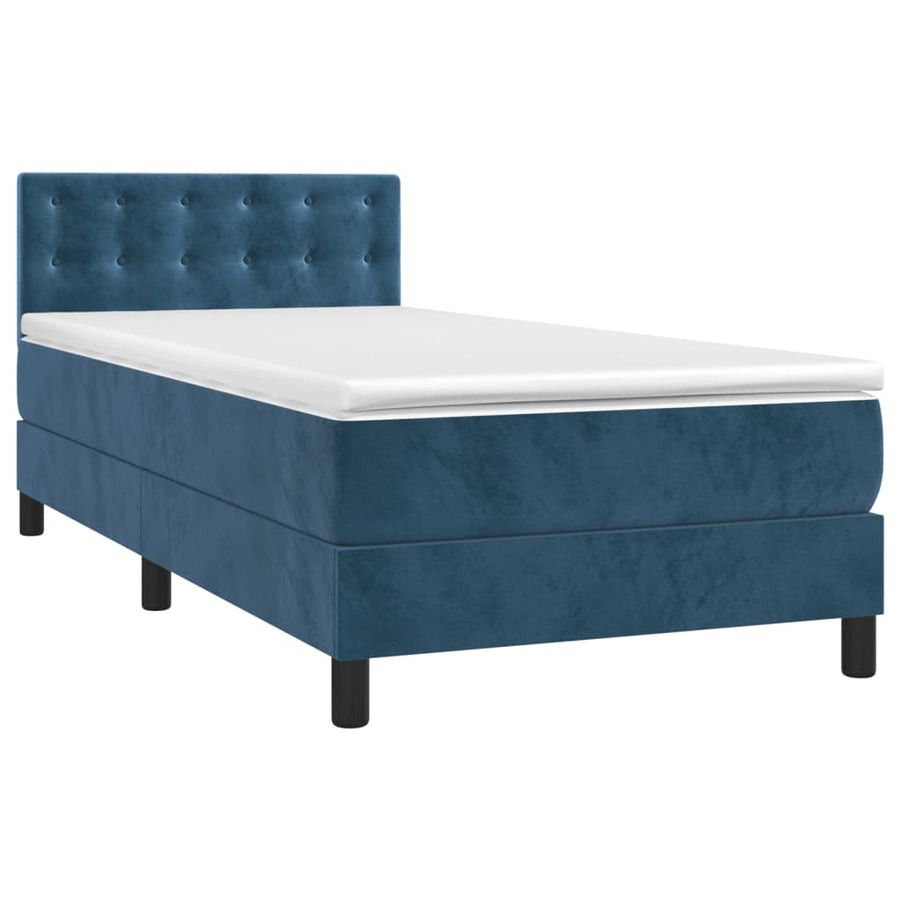 Boxspring met matras fluweel donkerblauw 80x200 cm 80 x 200 cm Knopen