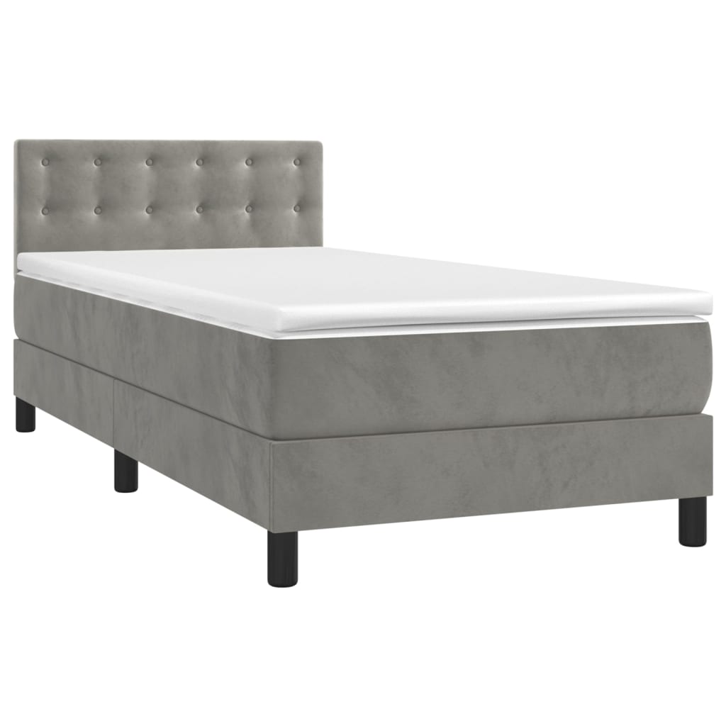 Boxspring met matras fluweel lichtgrijs 90x190 cm