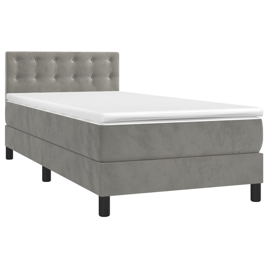 Boxspring met matras fluweel lichtgrijs 90x190 cm
