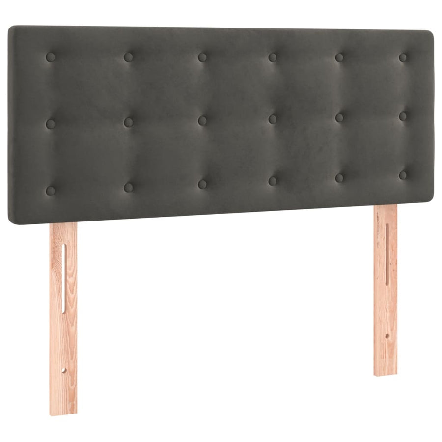 Boxspring Met Matras Fluweel Donkergrijs 90X190 Cm Donkergrijs 90 x 190 cm Knopen